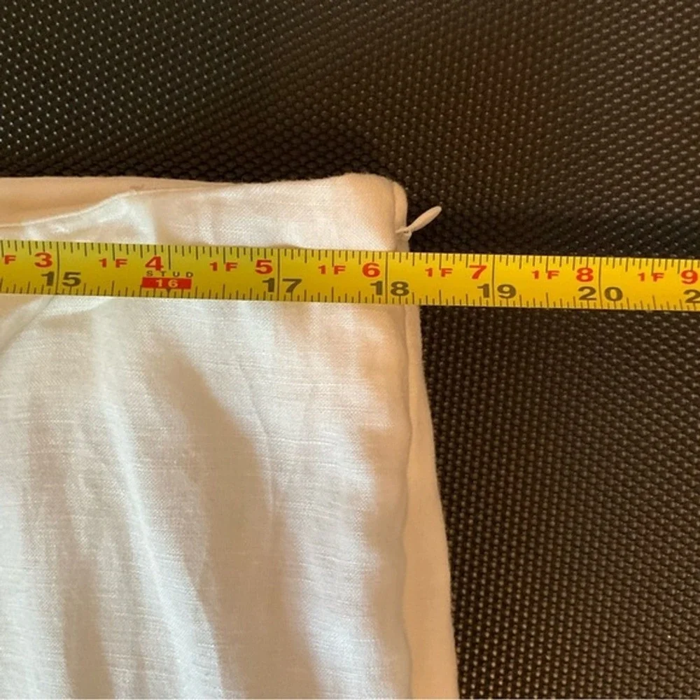 ZOEY Womens White Linen Blend Cropped‎ Pants Size 14